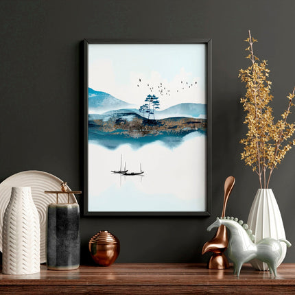 3 Wall Art Set – Teal Japanese Landscape Prints