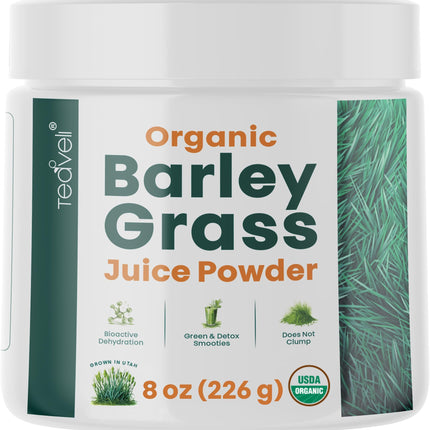 Teaveli Organic Barley Grass Juice Powder – Raw Utah-Grown, Gluten-Free Detox, 8 oz (226 g)