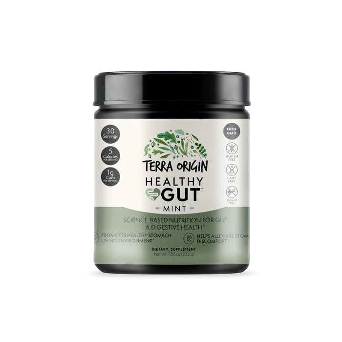 Terra Origin Healthy Gut Mint Flavor | 30-Servings with L-Glutamine, Zinc, Glucosamine & More