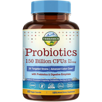 Terranics Daily Probiotics for Men & Women | 150B CFU, 25 Strains, Colon Care