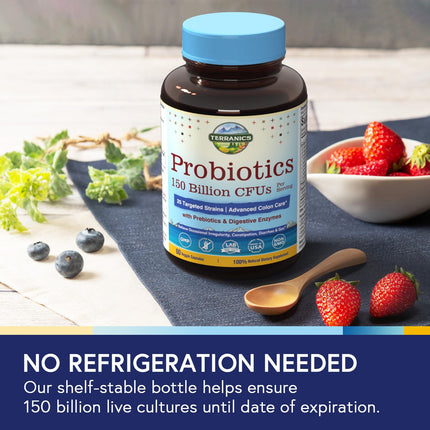 Terranics Daily Probiotics for Men & Women | 150B CFU, 25 Strains, Colon Care