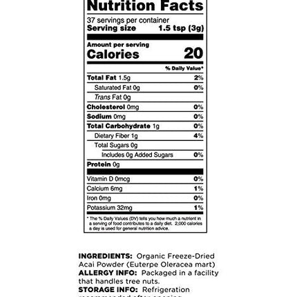 Terrasoul Organic Acai Berry Powder — 4 oz x 2, Freeze-Dried, Antioxidant-Rich