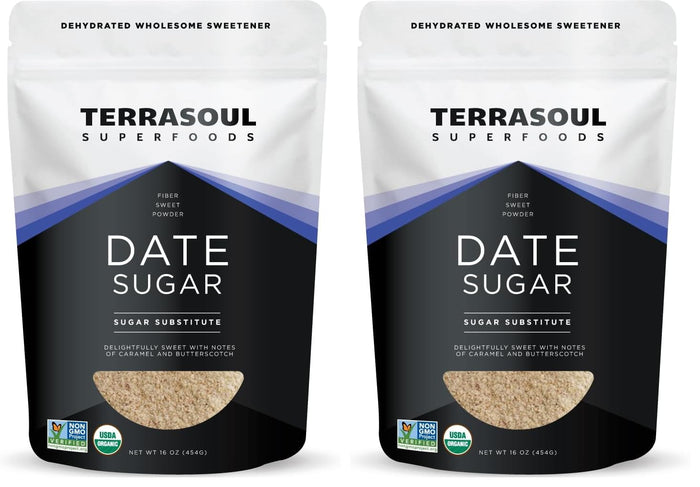 Terrasoul Organic Date Sugar 1 Lb - Low Glycemic, Unrefined | Pack of 2