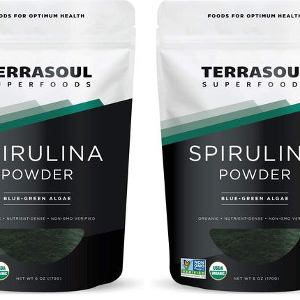 Terrasoul Organic Spirulina Powder – 6 oz (Pack of 2) | Vegan Protein & Green Superfood