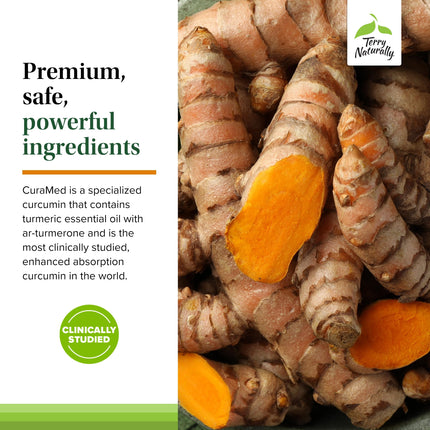 Terry Naturally CuraMed 375mg – Antioxidant Curcumin with Turmeric Essential Oil | Brain, Liver & Immune Support | 90 Softgels