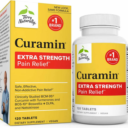 Terry Naturally Curamin Extra Strength – Curcumin & Boswellia for Joint, Muscle & Circulation Support | 120 Tablets