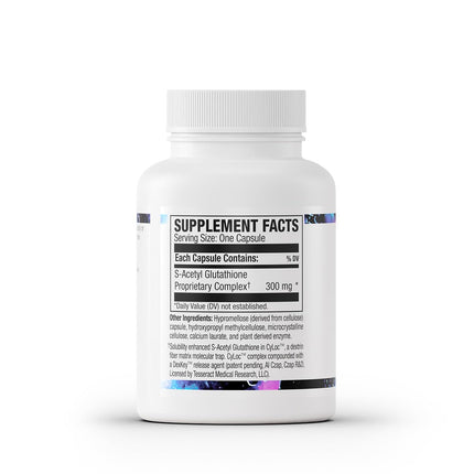 Tesseract SafeCell S-Acetyl Glutathione Supplement, 300mg, 60 Capsules – Bioavailability, Vegan, Hypoallergenic, Patented Delivery
