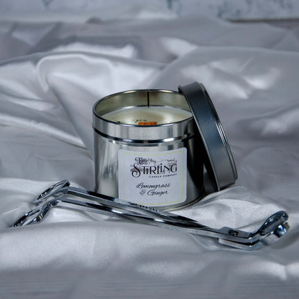 Lemongrass & Ginger - Travel Tin Candle - Wooden Wick