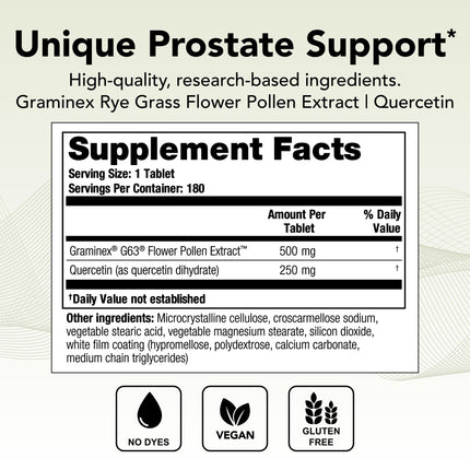 Theralogix Prostate PQ – Rye Grass Pollen Extract & Quercetin, 180 Tablets