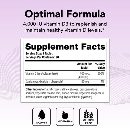 Theralogix Thera-D 4000 Vitamin D3 Supplement – 4,000 IU, 90 Tablets | Immune Support, Bone & Heart Health | NSF Certified