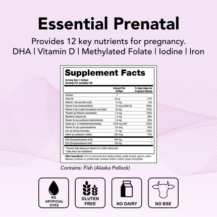 Theralogix TheraNatal One Prenatal Vitamin – 90-Softgel, 90-Day NSF Certified (DHA, D3, Folate, Iron)