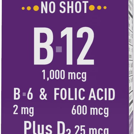 Superior Source No Shot B-12 1000 mcg + B-6, Folic Acid & D-3 1000 IU – Sublingual Tablets (Pack of 2)