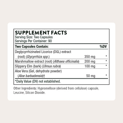 THORNE GI Relief - Digestive Support Supplement with Marshmallow Root, Aloe Vera, DGL & Slippery Elm Bark | 90 Servings
