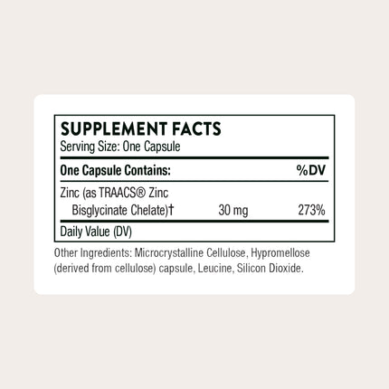 THORNE Zinc Bisglycinate 30mg – Skin, Eyes & Immune Support | 60 Servings