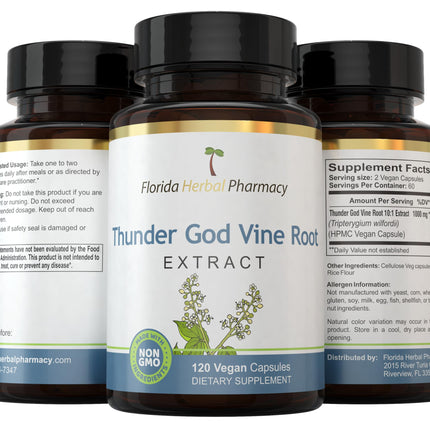 Florida Herbal Pharmacy Thunder God Vine Root Extract Capsules - 500 mg 10:1 Concentration