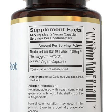 Florida Herbal Pharmacy Thunder God Vine Root Extract Capsules - 500 mg 10:1 Concentration