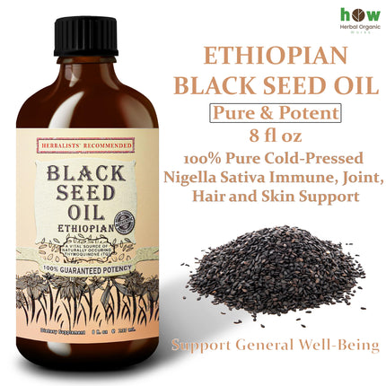 Black Seed Oil 8 oz – Cold Pressed Ethiopian Nigella Sativa (3X Thymoquinone) in Glass