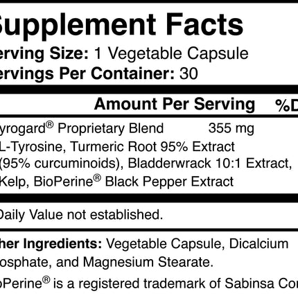 Thyrogard - Natural Thyroid Support Supplement - Non-GMO, Vegan, Gluten-Free