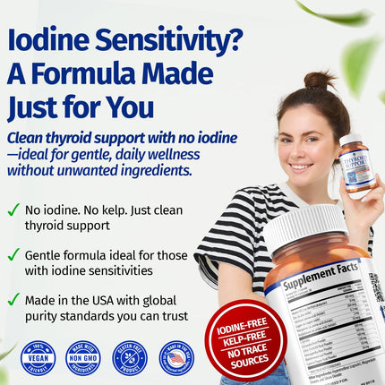1 Body Thyroid Support Iodine-Free Supplement (60 Count) - Pack of 1