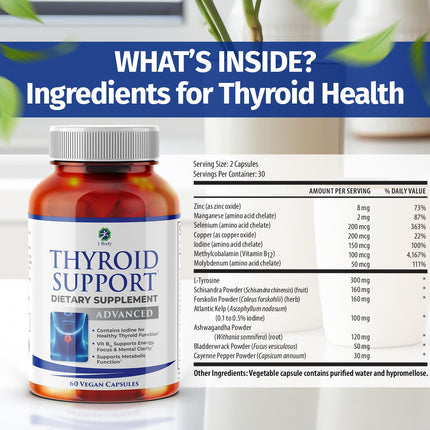 1 Body Thyroid Support Supplement – 90-Day, 3 Pack (Non-GMO Vegetarian)