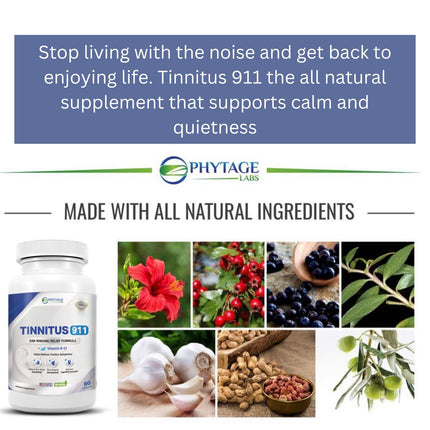 Tinnitus 911 — All-Natural Tinnitus Relief Supplement for Ringing, Hissing, and Buzzing