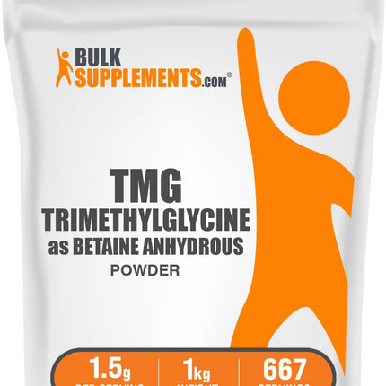 BulkSupplements TMG Powder - Trimethylglycine Betaine Anhydrous 1.5 g Serving, 1 kg