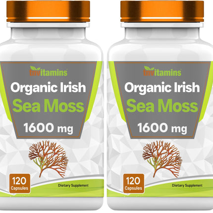 TNVitamins Organic Irish Sea Moss 1600mg – 120 Capsules, 2-Month Supply, Non-GMO, Made in USA