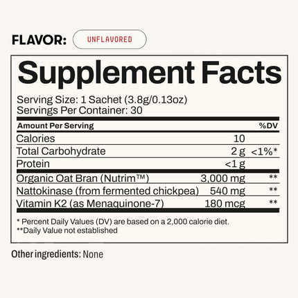 Toku Flow, Functional Daily Powder with 10,800 FU Soy-Free Nattokinase, Vitamin K2 MK7 & Oat Beta Glucan, Plant-Based Formula, Chocolate Flavor, 30 Packets