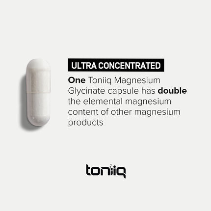 Toniiq Magnesium Glycinate 3,000mg – 600mg Elemental, Chelated, Bioavailable – 240 Veggie Capsules