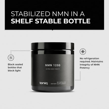 Toniiq NMN 1200mg – Stabilized, 98% Pure, Third-Party Tested, 60 Capsules