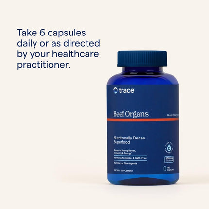 Trace Minerals Beef Organs — Daily Beef Organ Supplement for Immune Support, Heart Health, Energy & Hair | Keto & Paleo Friendly | 180 Count