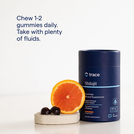 Trace Minerals Shilajit Gummies - Orange Chewable Immunity, Energy & Brain Health | 30 Count