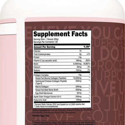 TransformHQ Beauty Collagen Chocolate (30 Servings) - Hair, Skin & Nails