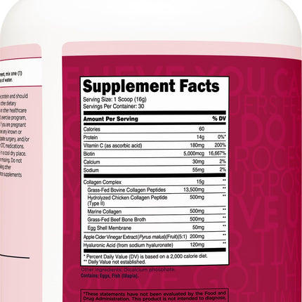 TransformHQ Beauty Collagen (30 Servings) Unflavored - Hair, Skin & Nails Formula