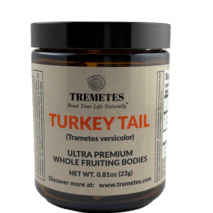 Turkey Tail Mushroom Fruiting Body – Lab-Verified 41.2% Beta-Glucans for Tea | Amber Glass Jar