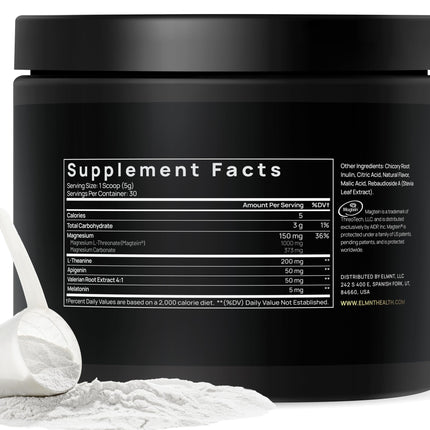 Triple Sleep Magnesium L-Threonate Powder – Magtein Sleep Aid with L-Theanine, Apigenin & Melatonin