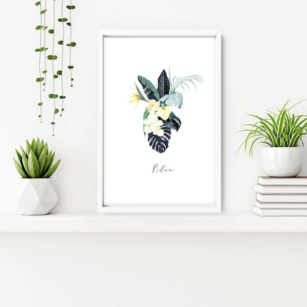 Decoration for bathroom walls | Set of 3 Tropical wall art
