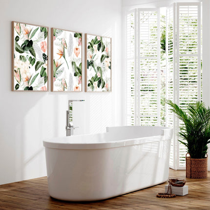 Bathroom wall decorations | set of 3 Tropical wall art