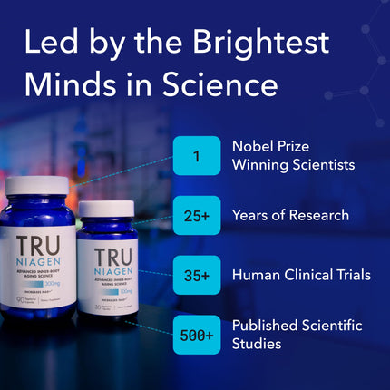 TRU NIAGEN NAD+ Supplement | Niagen NR for Cellular Energy, Brain & Muscle Health | 60 Servings | 2 Bottles