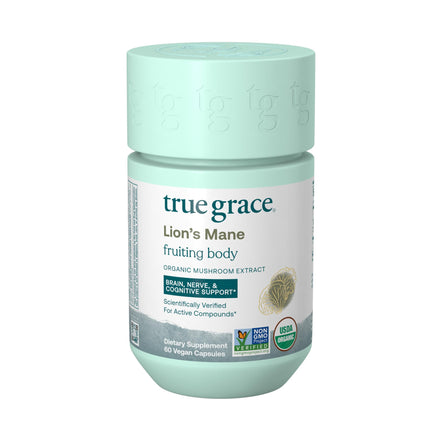 True Grace Lion's Mane – Brain, Nerve & Cognitive Support | 60 Capsules | Organic