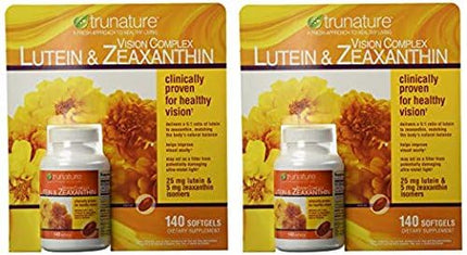 Trunature Vision Complex Lutein & Zeaxanthin Supplement, 140 Count (2 Packs) – Soy Free, Smaller Softgels