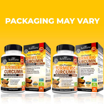 Turmeric Curcumin 1500mg with BioPerine – 90 Vegan Capsules (95% Curcuminoids)