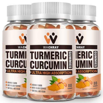 Turmeric Curcumin Gummies with Ginger & Black Pepper – 3 Pack (Vegan, Organic, Gelatin-Free)
