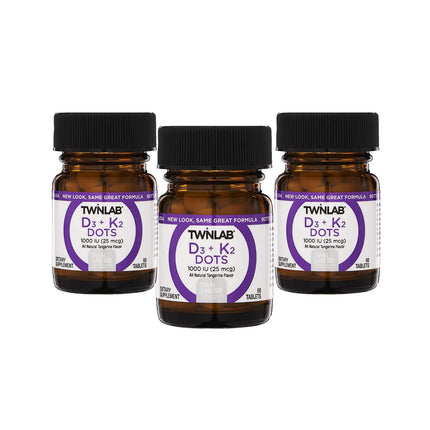 Twinlab Vit D3 1000 IU & K2 Dots, 3 Pack - Vitamin D3 + K2