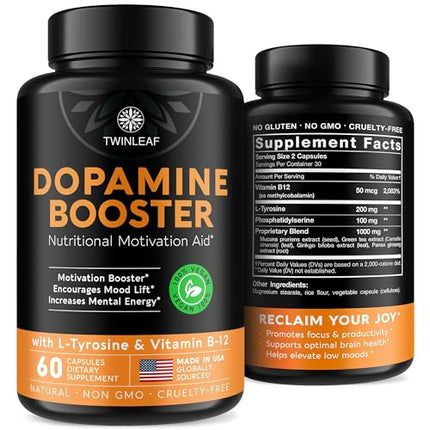 TWINLEAF Dopamine Brain Support Supplement - 1000 mg Blend | Made in USA | 60 Capsules