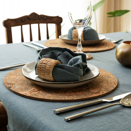 Set of 4 Cork Placemats | Twist Black | Round