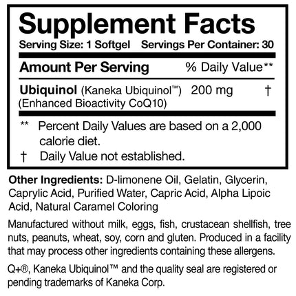 Researched Nutritionals Ubiquinol Super 200 - Enhanced Absorption CoQ10 200mg Softgels