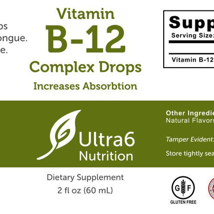 Ultra6 Nutrition Vitamin B12 Sublingual Drops – Methylcobalamin, Energy Support, 90-Day Pack (Pack of 2)