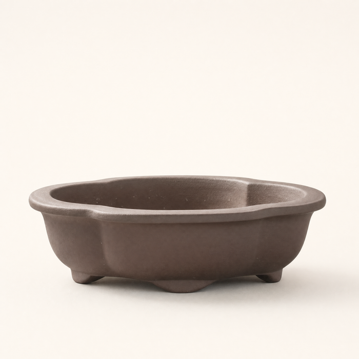 Unglazed Bonsai Pot Floral | 18cm x 15cm x 4cm | YB1122