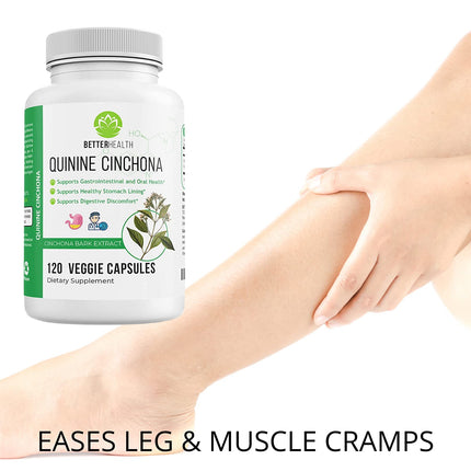 Quinine Cinchona Bark Extract – 500 mg Herbal Supplement for Digestive, Immune & Muscle Support (120 Caps)
